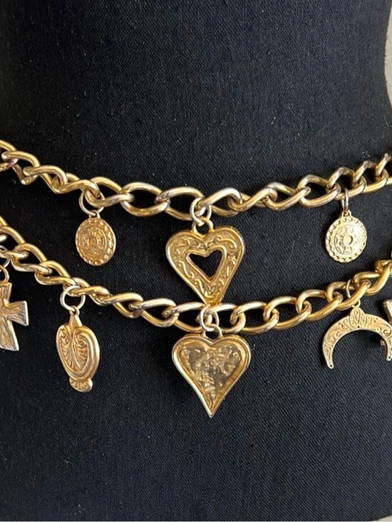 ESCADA Women\'s Vintage Couture Gilded Gold Chain Link Charm Medallion Belt main image 14